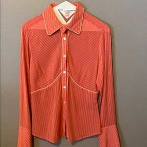 Vintage pinstripe blouse with piping detail